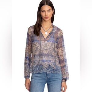 NWT Johnny Was Mazzy Peasant boho Sheer Blouse in Francis Size M